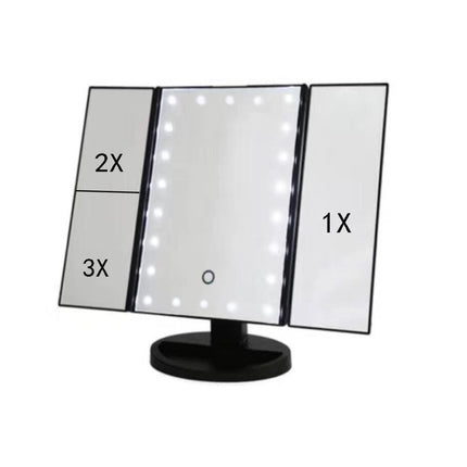 24 LED Magnifying Lighted Cosmetic Makeup Mirror Tabletop Tri-Fold Touch Screen Mirror Touch Screen