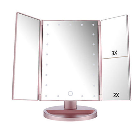 24 LED Magnifying Lighted Cosmetic Makeup Mirror Tabletop Tri-Fold Touch Screen Mirror Touch Screen