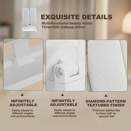 Summervibes Foldable LED Makeup Mirror, 3 Light Modes, 2X/3X HD Magnification, Touch Dimmable, 360° Rotatable, Portable Vanity Mirror, Exquisite Gift Box, Ideal Gift for Mom and Girlfriend