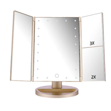24 LED Magnifying Lighted Cosmetic Makeup Mirror Tabletop Tri-Fold Touch Screen Mirror Touch Screen