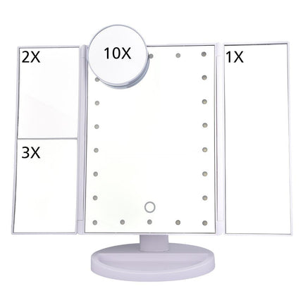 24 LED Magnifying Lighted Cosmetic Makeup Mirror Tabletop Tri-Fold Touch Screen Mirror Touch Screen