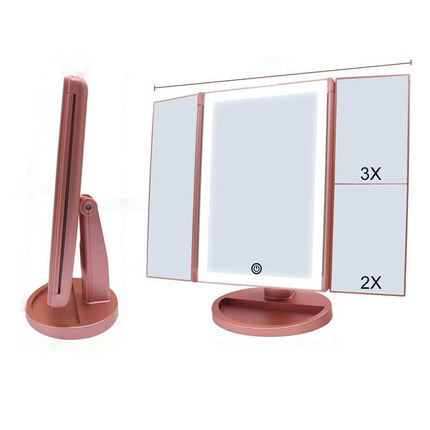 24 LED Magnifying Lighted Cosmetic Makeup Mirror Tabletop Tri-Fold Touch Screen Mirror Touch Screen