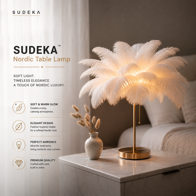 Lampe Plume Lampe de Bureau Nordique Lampe de Table Chevet Chambre Style Européen Lampe de Table en Plumes Veilleuse Décoration de Lampe de Table Moderne