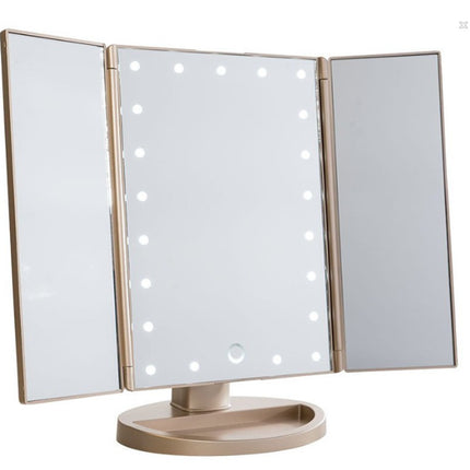 24 LED Magnifying Lighted Cosmetic Makeup Mirror Tabletop Tri-Fold Touch Screen Mirror Touch Screen